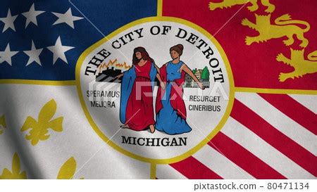 Detroit city flag, city of USA or United States... - Stock Illustration [80471134] - PIXTA