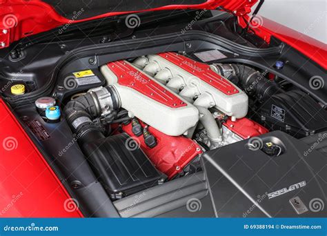 Ferrari 599 GTB Fiorano Engine Bay Isolated White Background Studio Shot Editorial Stock Image ...