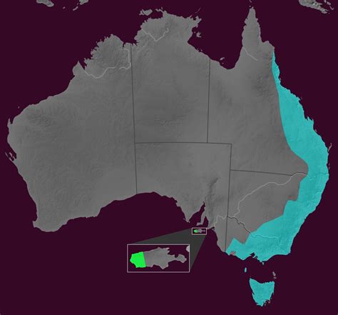 Platypus distribution (blue: native population ; green: introduced population) : r/AussieMaps