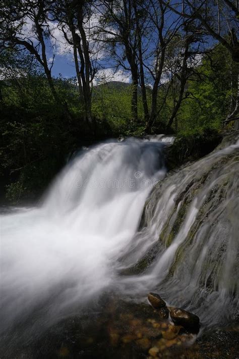 Waterfall on a Mountain River in Spring Stock Photo - Image of fresh ...