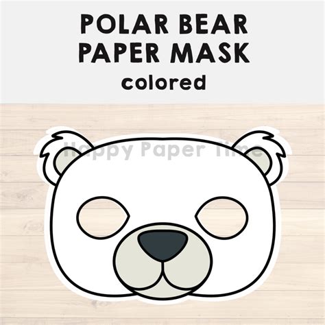 Polar Bear Paper Mask Printable Polar Animal Costume Craft Activity | Made By Teachers