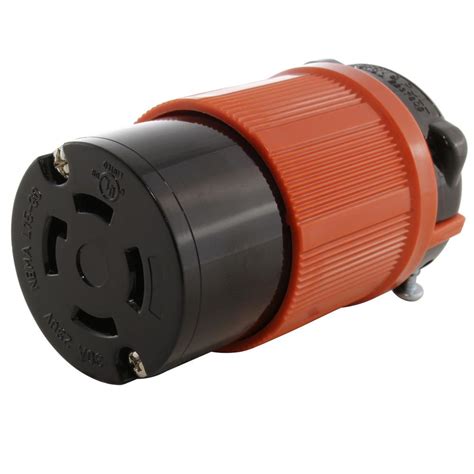 AC WORKS 30 Amp 250-Volt 3-Phase NEMA L15-30R 4-Prong Industrial Grade Locking Female Connector ...