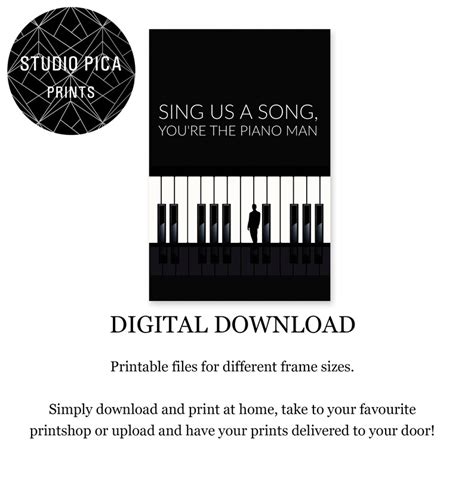 Poster Piano Man, Billy Joel Lyrics - Etsy