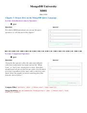 MongoDB University Week 3 Final Exam .pdf - MongoDB University M001 Mar-2019 Chapter 3: Deeper ...