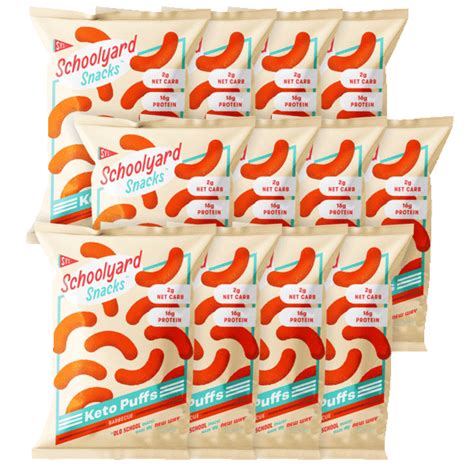 Meh: 24-Pack of Schoolyard Snacks Low Carb Keto Puffs (BBQ or Cheddar Jalapeño)