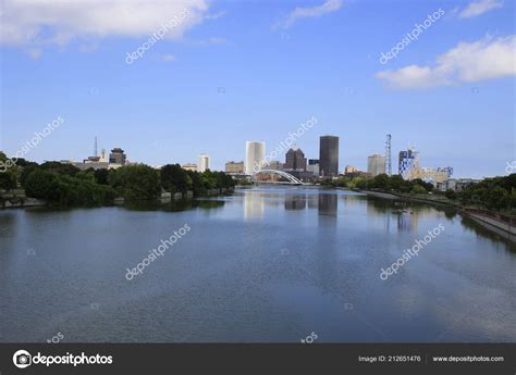 Skyline of Rochester New York beautiful summer day — Stock Photo ...