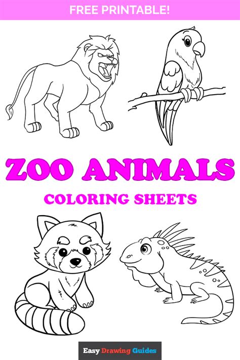 Free Printable Zoo Animals Coloring Pages for Kids