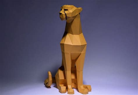 Cheetah Paper Craft, Digital Template, Origami, PDF Download DIY, Low Poly, Trophy, Sculpture ...