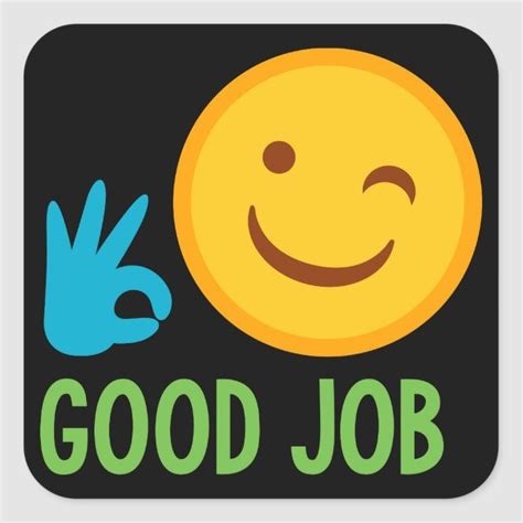 Good Job Emoji Square Sticker | Zazzle | Estampa de coruja, Estampas ...