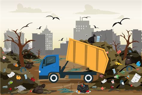 Soil pollution with toxic waste chemicals garbage and plastic vector illustration 21669341 ...