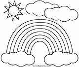 Rainbow Sun And Clouds  Coloring Page Nature sketch template