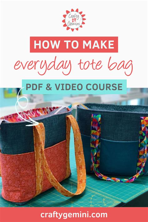 Everyday Tote Bag- PDF & Video Course - Crafty Gemini in 2021 ...