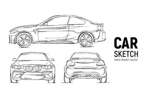 Premium Vector | Hand drawn sketch car vector set Front back and side ...