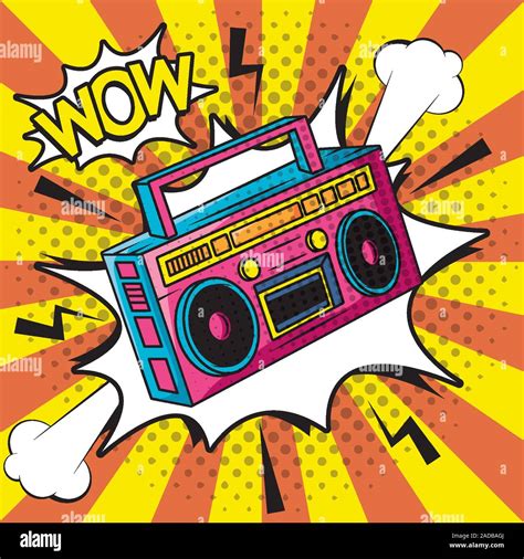 retro radio music player pop art style Stock Vector Image & Art - Alamy