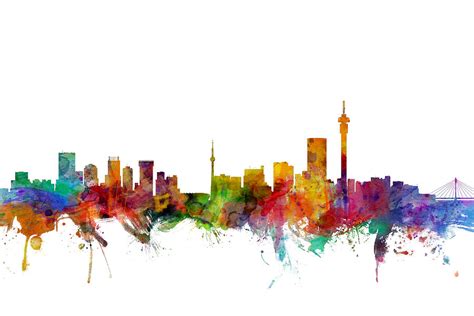 Johannesburg South Africa Skyline Digital Art by Michael Tompsett