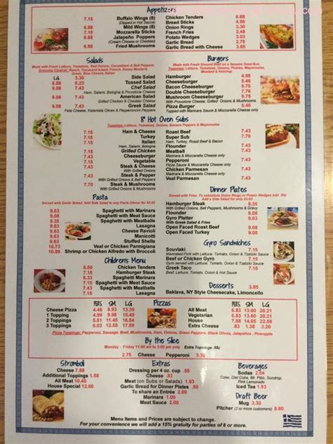 Menu at Pizza Corner pizzeria, Wallace