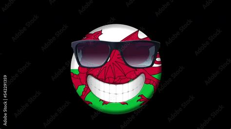 Wales.Animation of smiling face with wales flag isolated by the Alpha ...