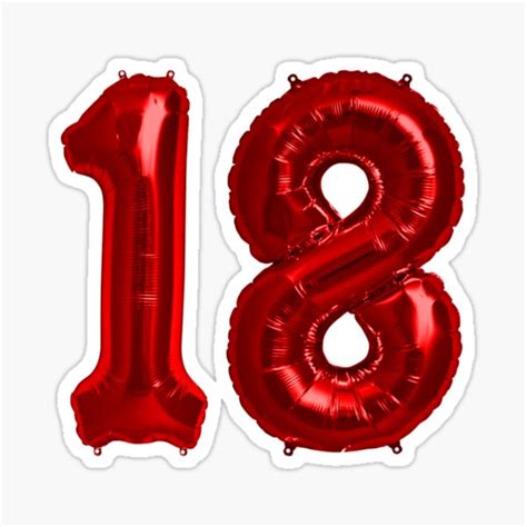 "Bright Red 18th Birthday Metallic Helium Balloons Numbers" Sticker by ...