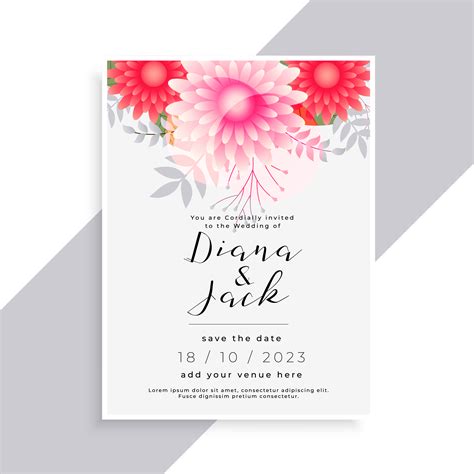 elegant flower and leaves beautiful wedding card design - Download Free Vector Art, Stock ...