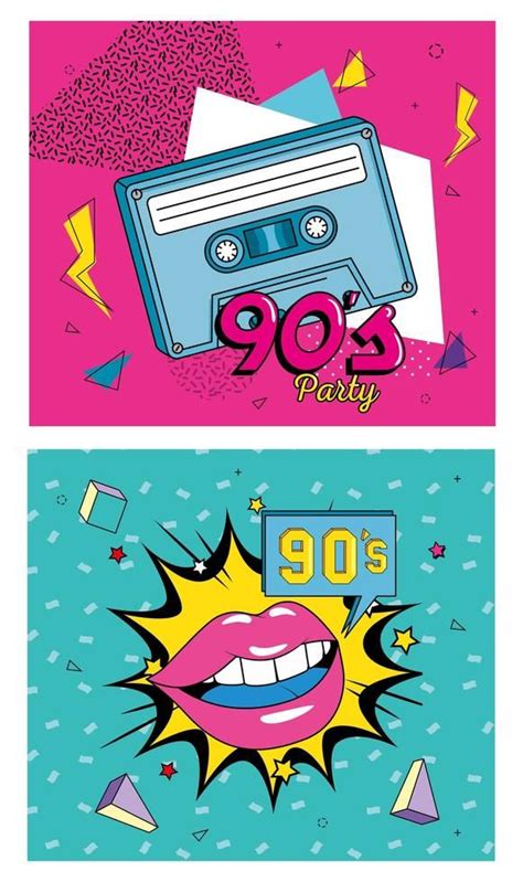 Download set poster of nineties retro style with icons for free | Hulk ...