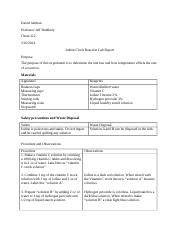 Iodine clock reaction lab report.docx - David Aleman Professor Jeff ...