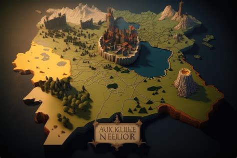 Medieval kingdom 3D map Middle age kingdom volumetric map with multiple biomes AI | Premium AI ...