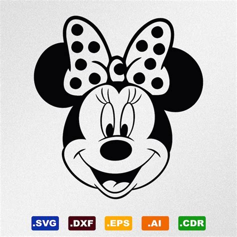 Minnie Mouse Face Svg Dxf Eps Ai Cdr Vector Files for | Etsy