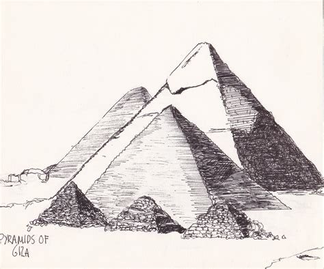 Pyramids Of Giza Sketch at PaintingValley.com | Explore collection of ...