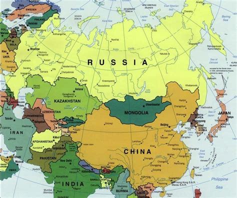 Map of Russia and Europe - Russian Federation Outline Map