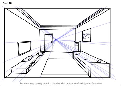 How to Draw One Point Perspective Room (One Point Perspective) Step by ...