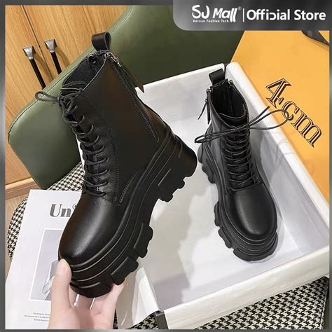 Korean Fashion high cut women boots ( zipper and laces ) | Lazada PH