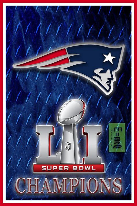 New England Patriots Super Bowl 51 Championship Poster, New England Patriots 2017 Championship ...