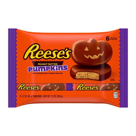 REESE'S, Milk Chocolate Peanut Butter Pumpkins Candy, Halloween, 1.2 oz ...