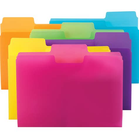 Smead, SMD10515, SuperTab Poly File Folders, 18 / Pack, Yellow,Orange,Blue,Pink,Purple,Green ...