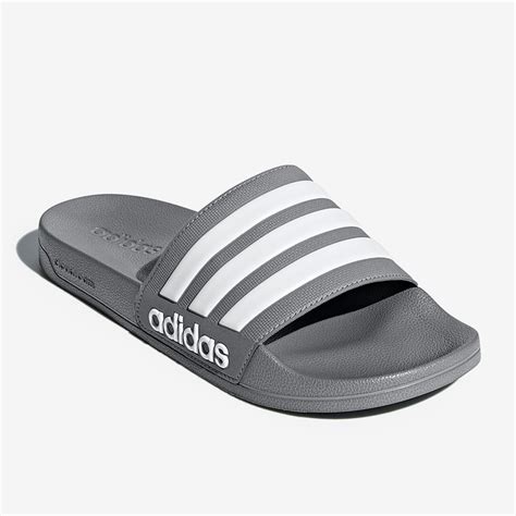 adidas Adilette Shower Slides - Grey/White - Slides - Mens Shoes