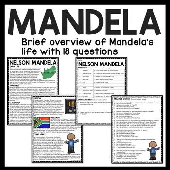 Apartheid and Nelson Mandela Biography Reading Comprehension Bundle