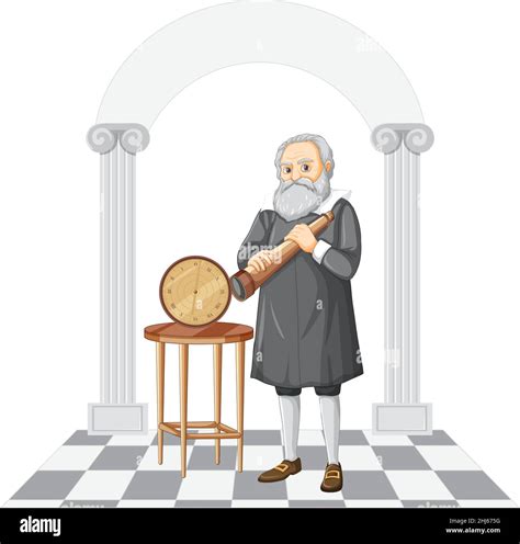 Galileo Galilei cartoon charater on white background illustration Stock ...