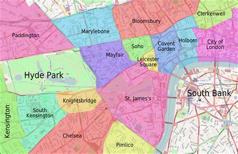 west london map - Google Search | London neighborhoods, London neighborhood map, Central london map