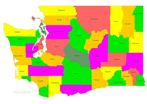 Free vector map Washington State US – counties areas and names: Ai, PDF and SVG in 1 archive