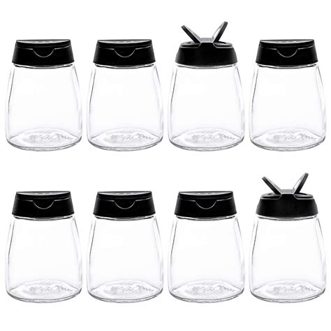 Buy Kingrol 8 Pack Empty Glass Spice Jars with Shaker Pour Lid, 5 oz ...