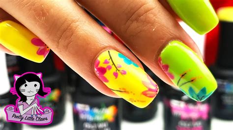 SPRING INSPIRED NEON FLOWER NAIL ART - FULL LOOK TUTORIAL - YouTube