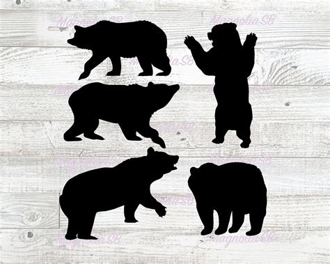 Bear Svg File Bear Clipart Animals Svg DXF Svg For Silhouette Bear With Fish Svg For Cricut EPS ...