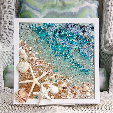 Coastal Wall Hanging Beach Glass Wall Art Seashell Art for | Etsy | Sea glass crafts, Seashell ...