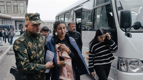 Nearly 400 Ethnic Armenians Flee Nagorno-Karabakh - The New York Times