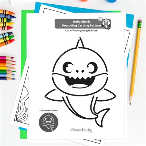 Baby Shark Pumpkin Stencil Printable - Printable Word Searches