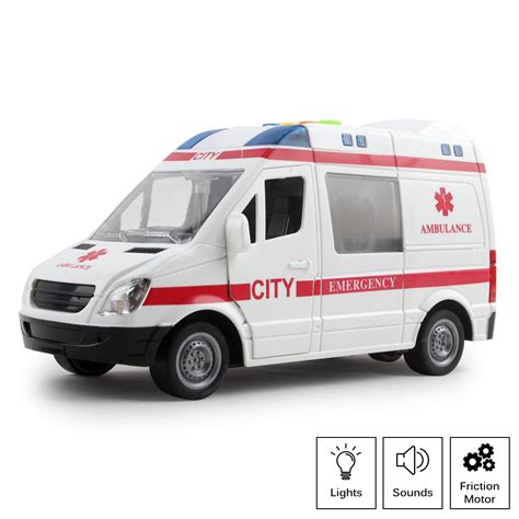 Rescue Ambulance Friction Powered 1:16 Scale With Lights And Sounds ...