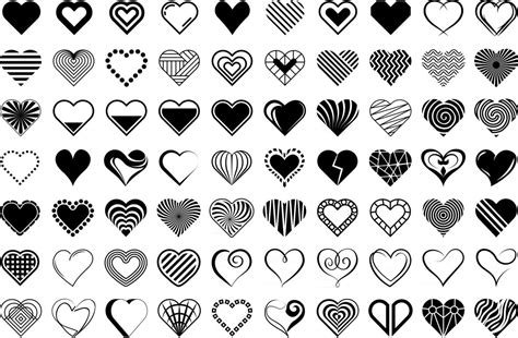 corazones vector stilyzed corazones negros conjunto aislado sobre fondo ...