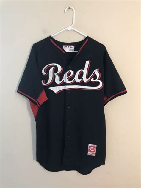 Men’s Majestic Cincinnati Reds Team Issued Black Baseball Jersey Sz 44 EUC | eBay