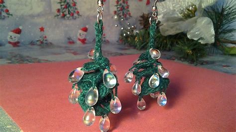 How To Crochet Sparkling Christmas Tree Earrings - DIY Style Tutorial ...