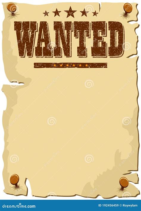 Cartoon WANTED Poster, Wild West Template, With Copy Space For ...